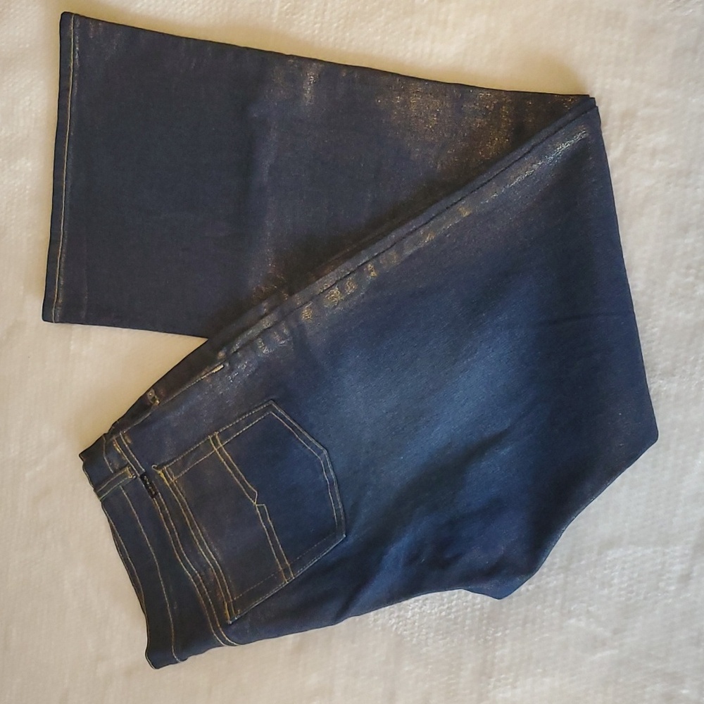 Rare Vintage Buffalo Flare Jeans w/ Brushed Gold Accents - Size 34